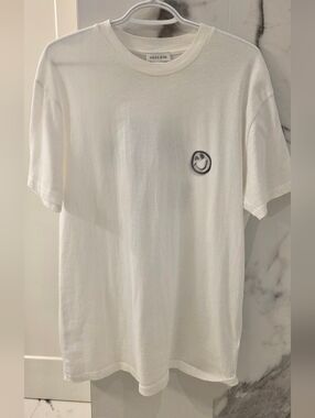 Anine Bing White Tee with Black Smile Logo